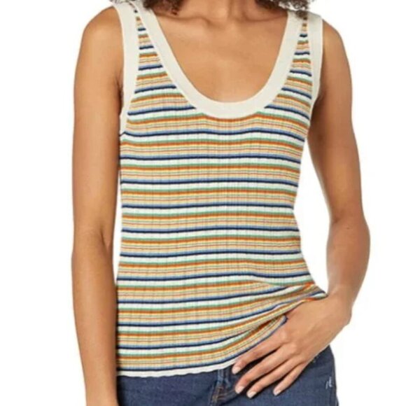 Madewell multi stripe stretch Jones tank ribbed cotton XS - Picture 1 of 6